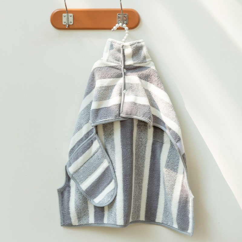 Fleece Dog Drying Wrap in Grey & white stripe