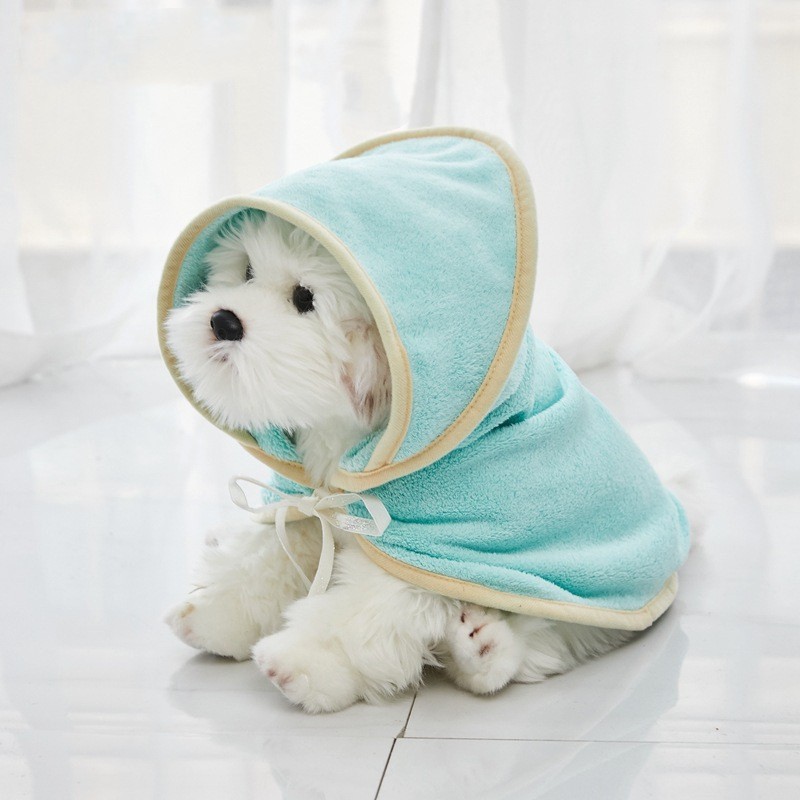 Hooded Dog Drying Shawl in Light green